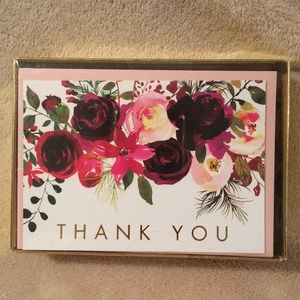 Pink floral Thank You Note Card Set 16 NWT